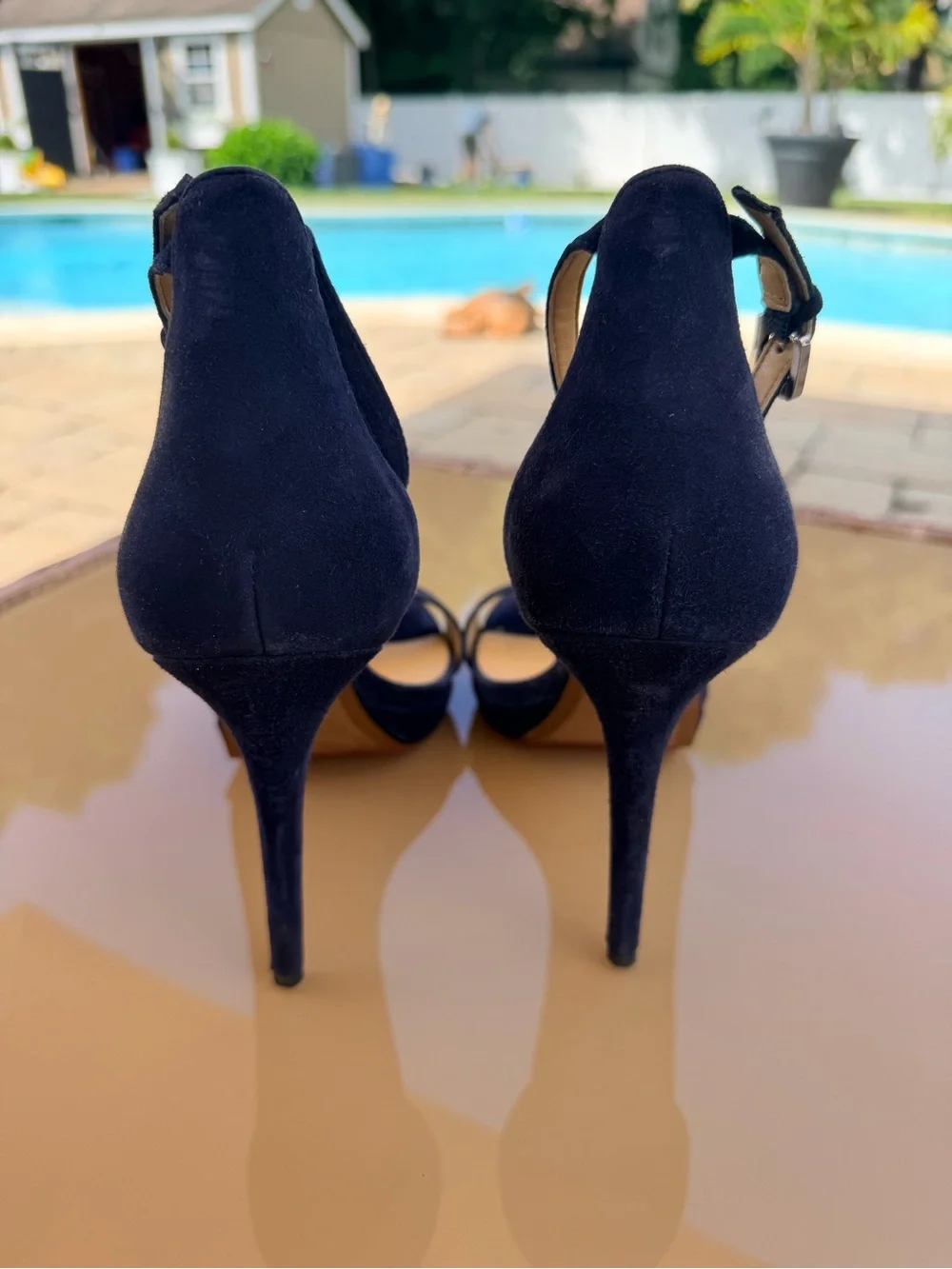 Michael Kors Navy Suede Ankle-Strap Stiletto Sandal